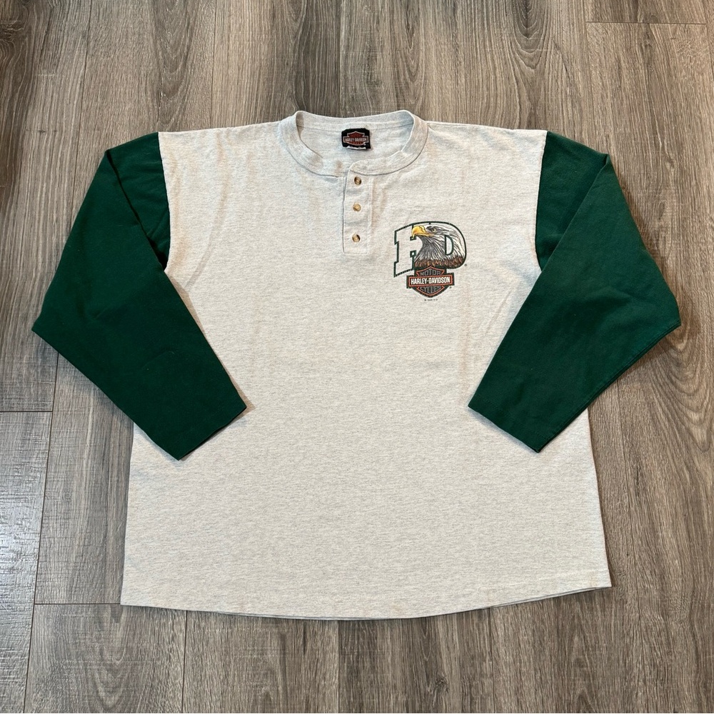 Vintage 1995 Harley Davidson Baseball Tee - XL